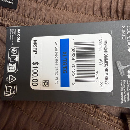 Under Armour Unstoppable Men's Cargo Pants XL Brown Loose Fit Zip Pocket Woven