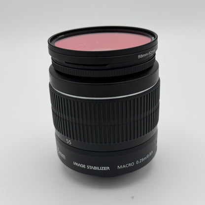 Canon EF-S 18-55mm f3.5-5.6 II Standard Zoom Lens Black Used A w/ Filter