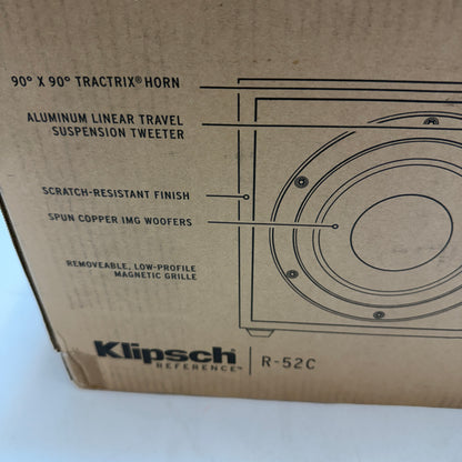 Klipsch Reference R-52C Two-Way Center Channel Speaker Black New In Box