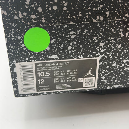 New In Box Jordan Air Jordan 4 Retro White/Black Neutral Grey DH6927-111 10.5