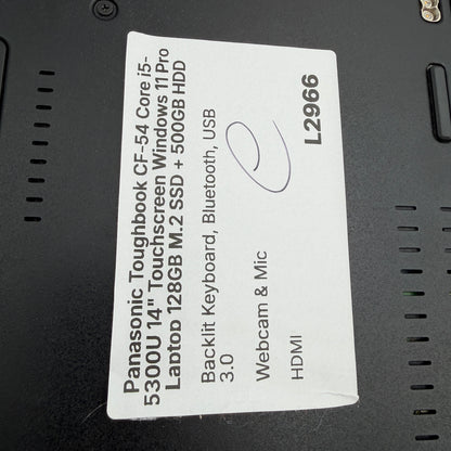 Panasonic Toughbook CF-54 15 Inch i5 5300U 16GB 512GB Black Laptop