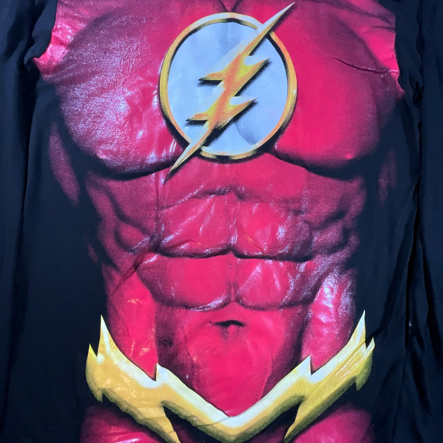 DC Comics Flash Long Sleeve Hooded T-shirt Size Large Black