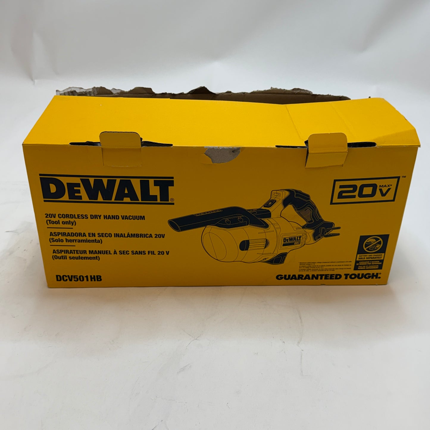 DeWalt 20V Cordless Dry Hand Vacuum DCV501HB Black New Open Box