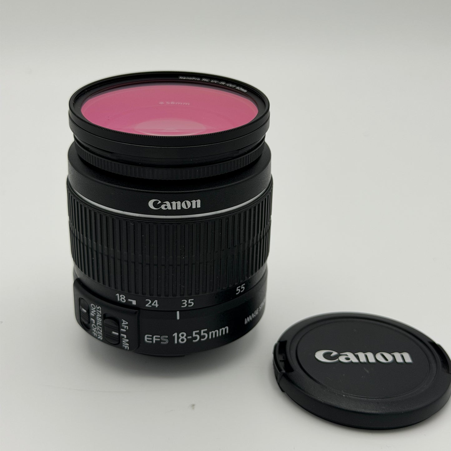 Canon EF-S 18-55mm f3.5-5.6 II Standard Zoom Lens Black Used A w/ Filter