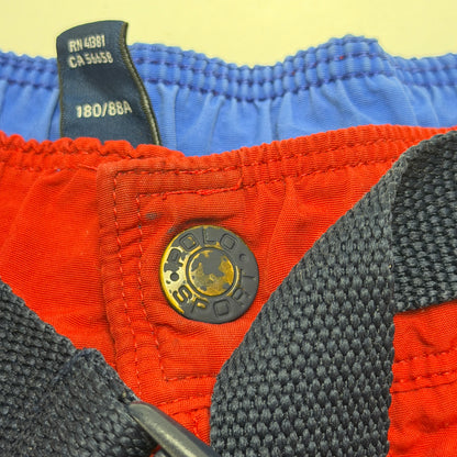 Ralph Lauren Vintage Polo Sport Red Nylon Belted Water Resistant Hiking Cargo Shorts Large