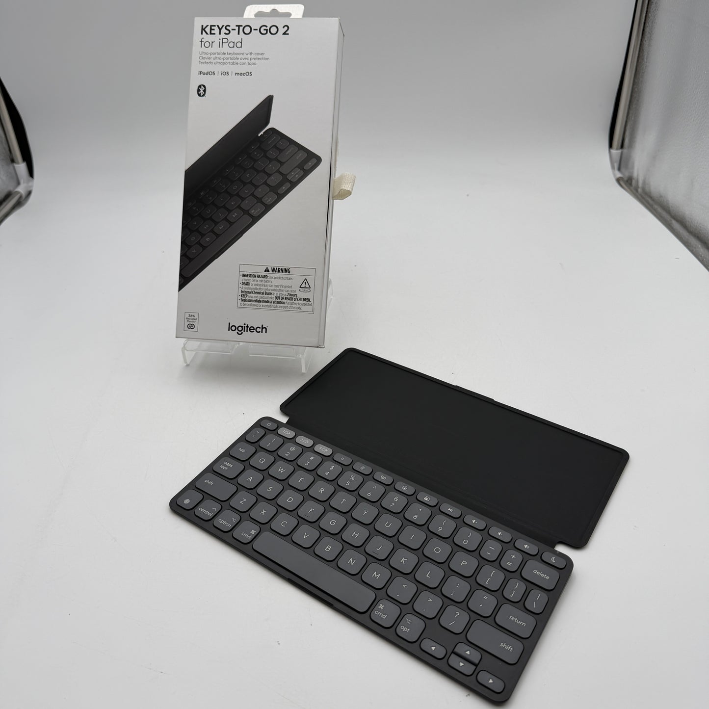 Logitech Keys-To-Go 2 Black Tablet Accessory Used With Box