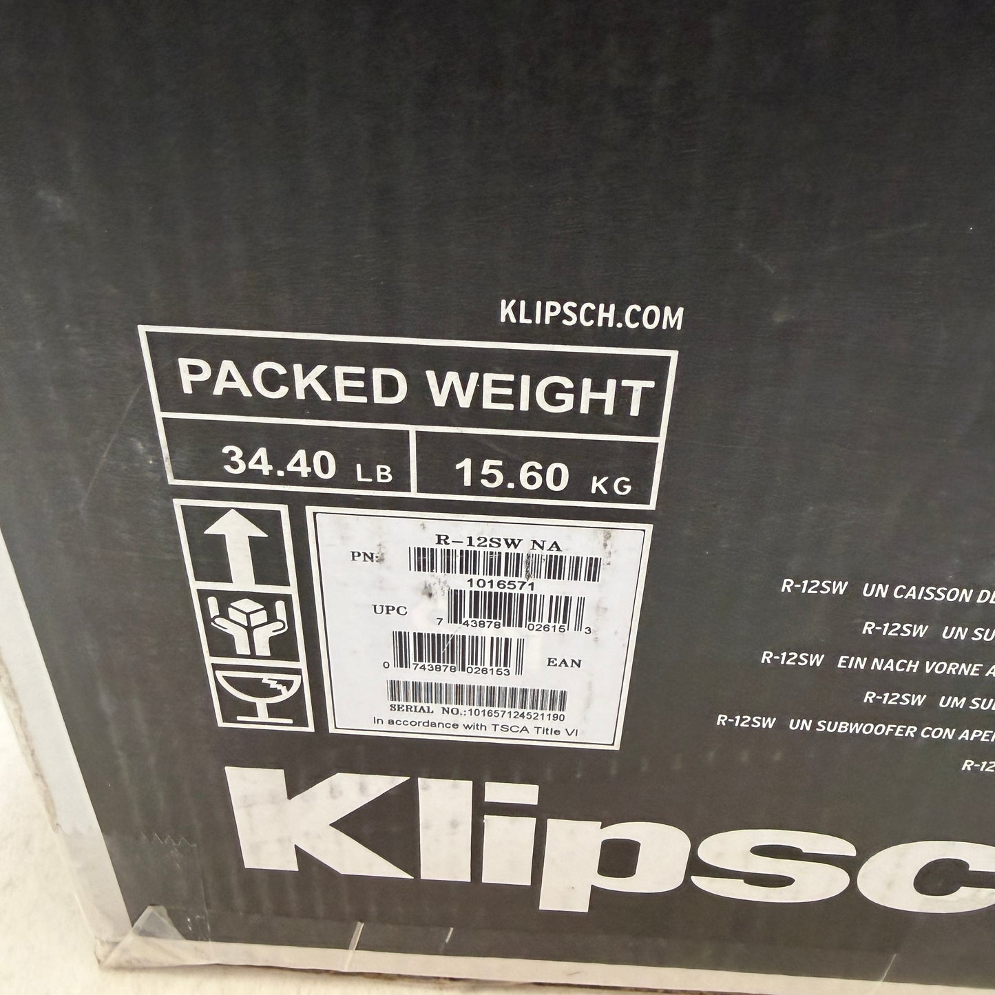 Klipsch R-12SW Subwoofer Black New In Box