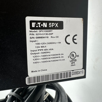 Eaton 5PX 1000 Series Battery Backup NO BATTERY/CABLE