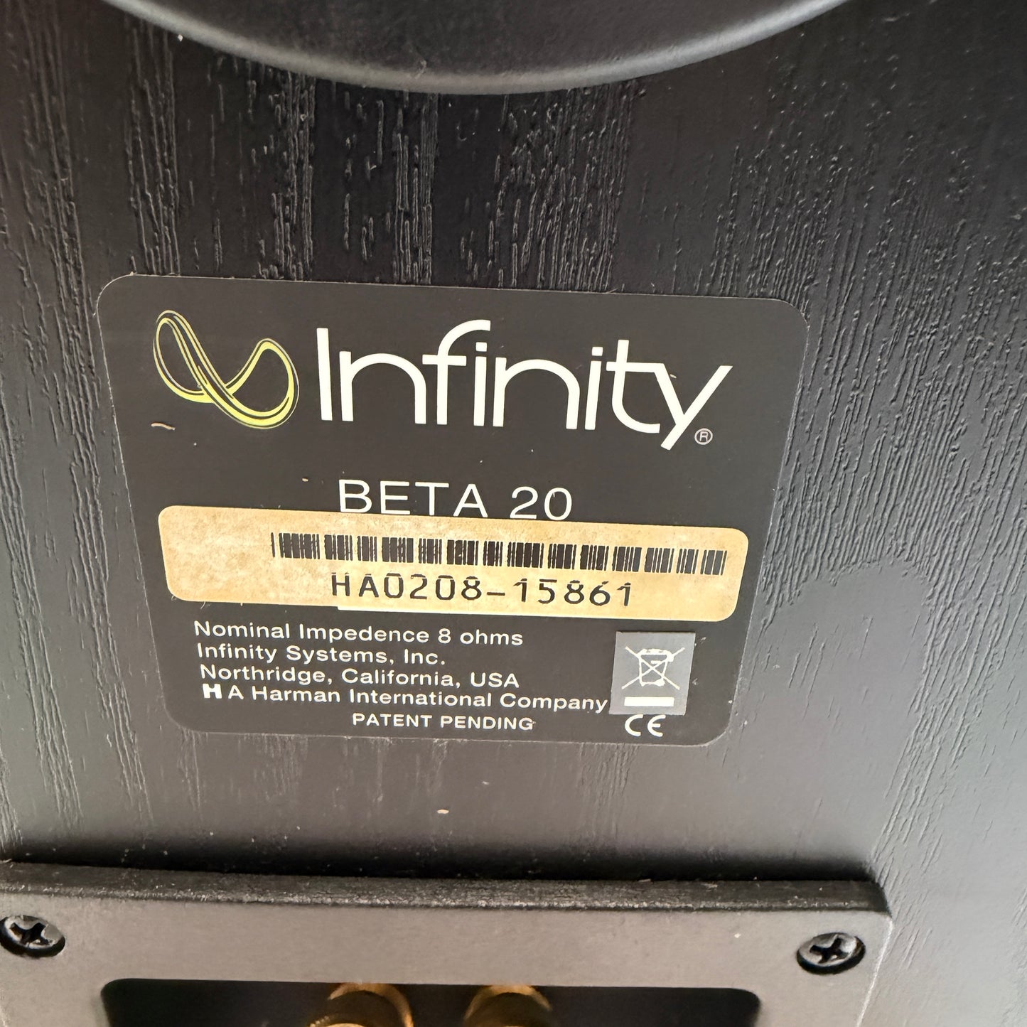 Infinity Beta 20 Bookshelf Speakers x2 Black
