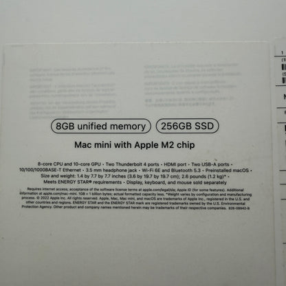 Apple Mac Mini M2 A2686 2023 Desktop Computer Silver