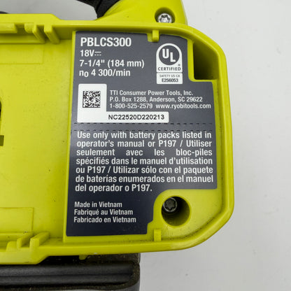 Ryobi ONE+ HP 18V Brushless Cordless 7-1/4 in. Circular Saw PBLCS300 Tool Only