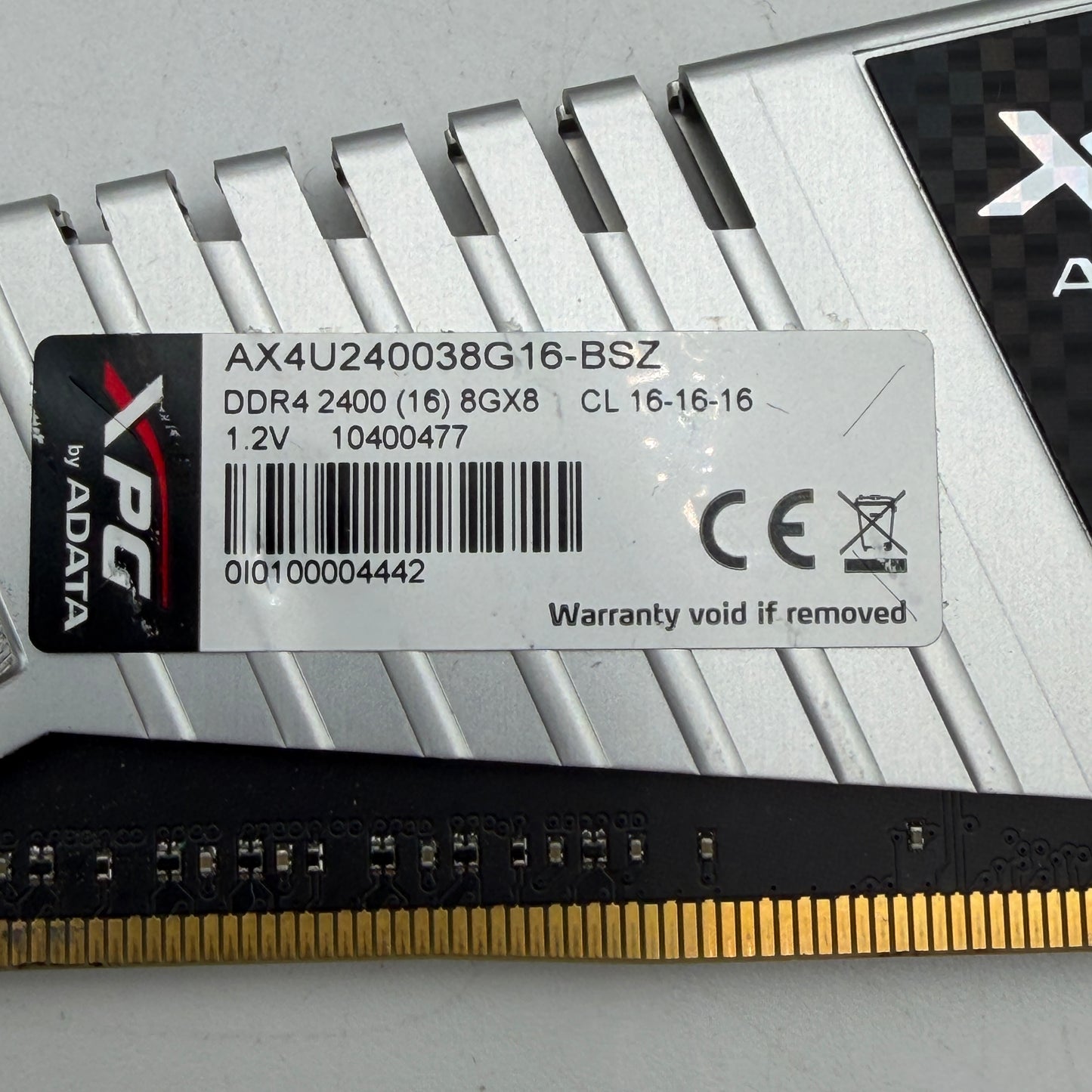 XPG ADATA DDR4 2400MHz 16GB (2x8) RAM AX4U240038G16 - Silver - Used