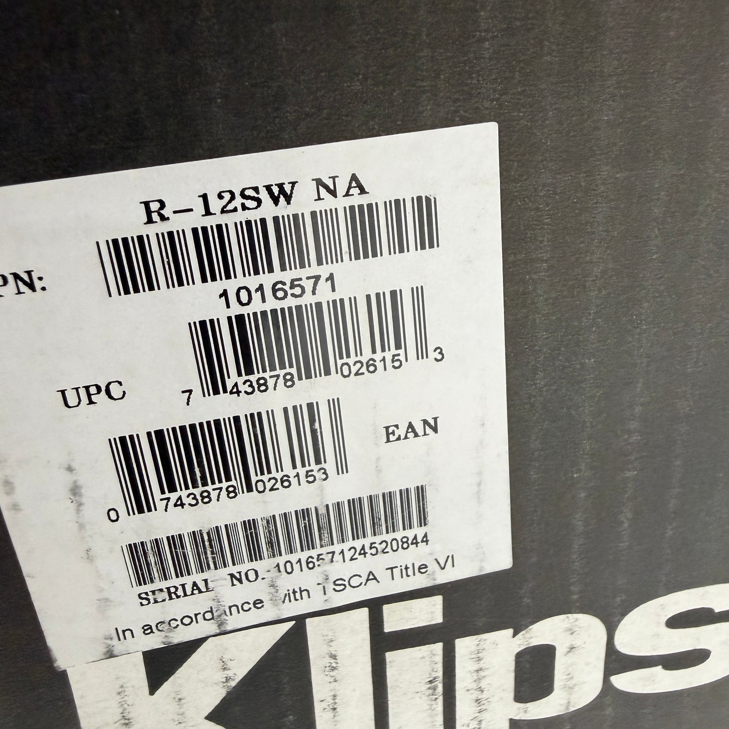 Klipsch R-12SW Subwoofer Black New In Box