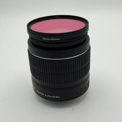 Canon EF-S 18-55mm f3.5-5.6 II Standard Zoom Lens Black Used A w/ Filter