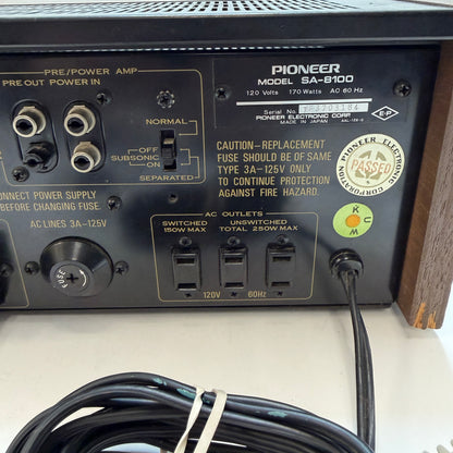 Vintage Pioneer SA-8100 Stereo Integrated Amplifier READ