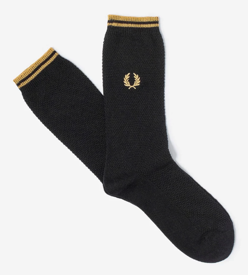 FRED PERRY Tipped Sock Mens 1pk Black/Champagne