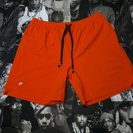 Fabletics The One Short Mens Medium Orange Zip Pockets Athletic Training 5" Run