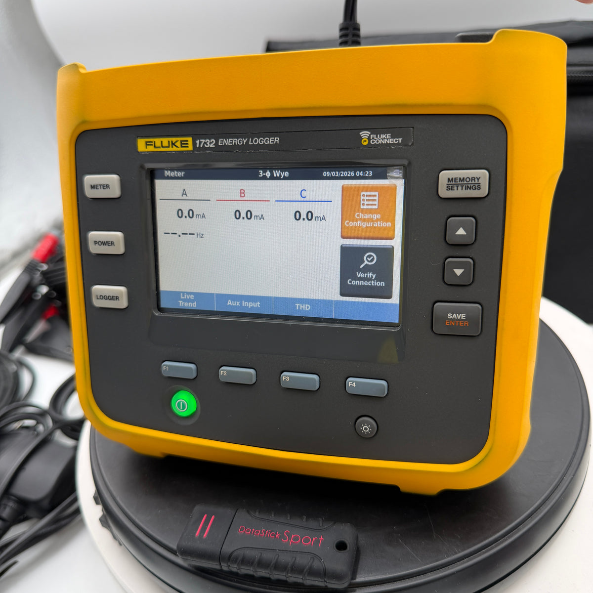 Fluke 1732 Three Phase Electrical Energy Power Logger Analyzer w accessories