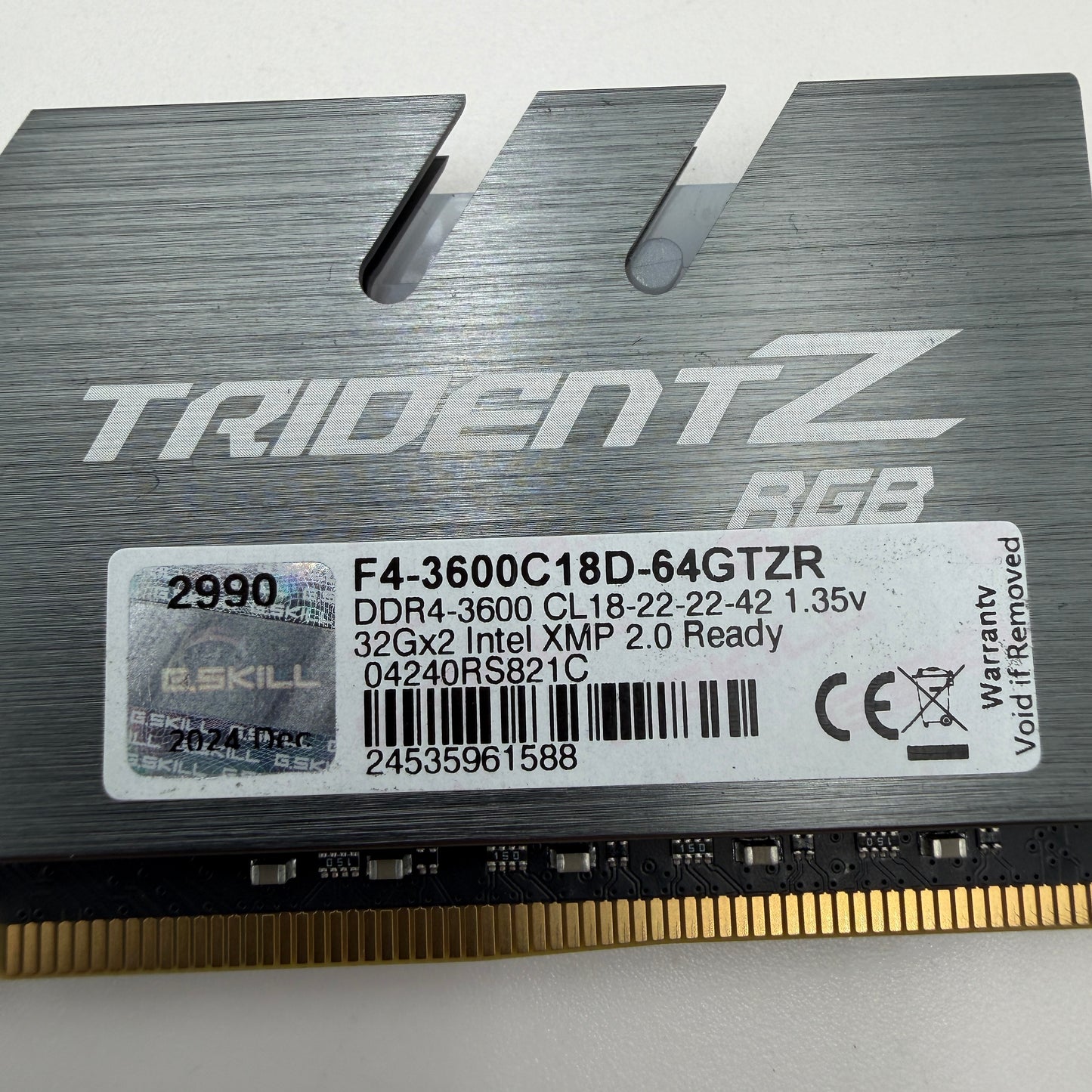 G.SKILL TridentZ RGB Series 64GB (2x32GB) DDR4 3600MHz RAM