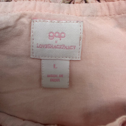 GAP x LoveShackFancy Girls Pink Floral Eyelet Ruffle Cotton Blouse - Size L