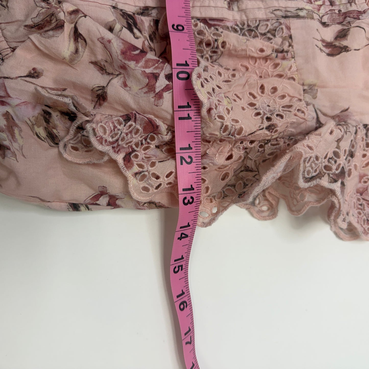 GAP x LoveShackFancy Girls Pink Floral Eyelet Ruffle Cotton Blouse - Size L