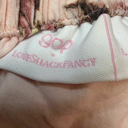GAP x LoveShackFancy Girls Tiered Cotton Skirt, Size L 10-11, Pink Floral Eyelet Ruffle