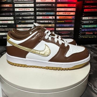 New Grade School Nike Dunk Low White Metallic Gold White Cacao WoW HM3725-171