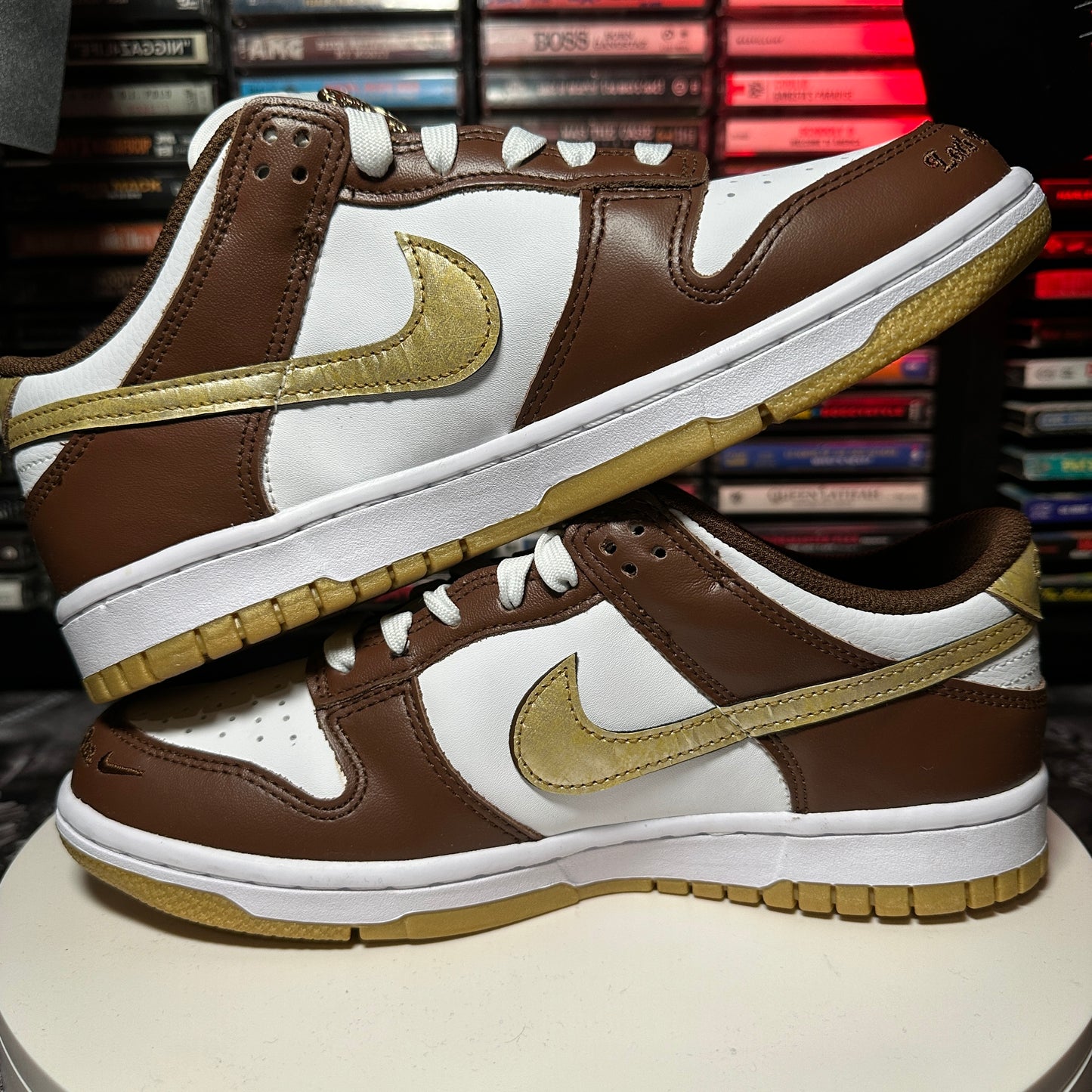 New Grade School Nike Dunk Low White Metallic Gold White Cacao WoW HM3725-171