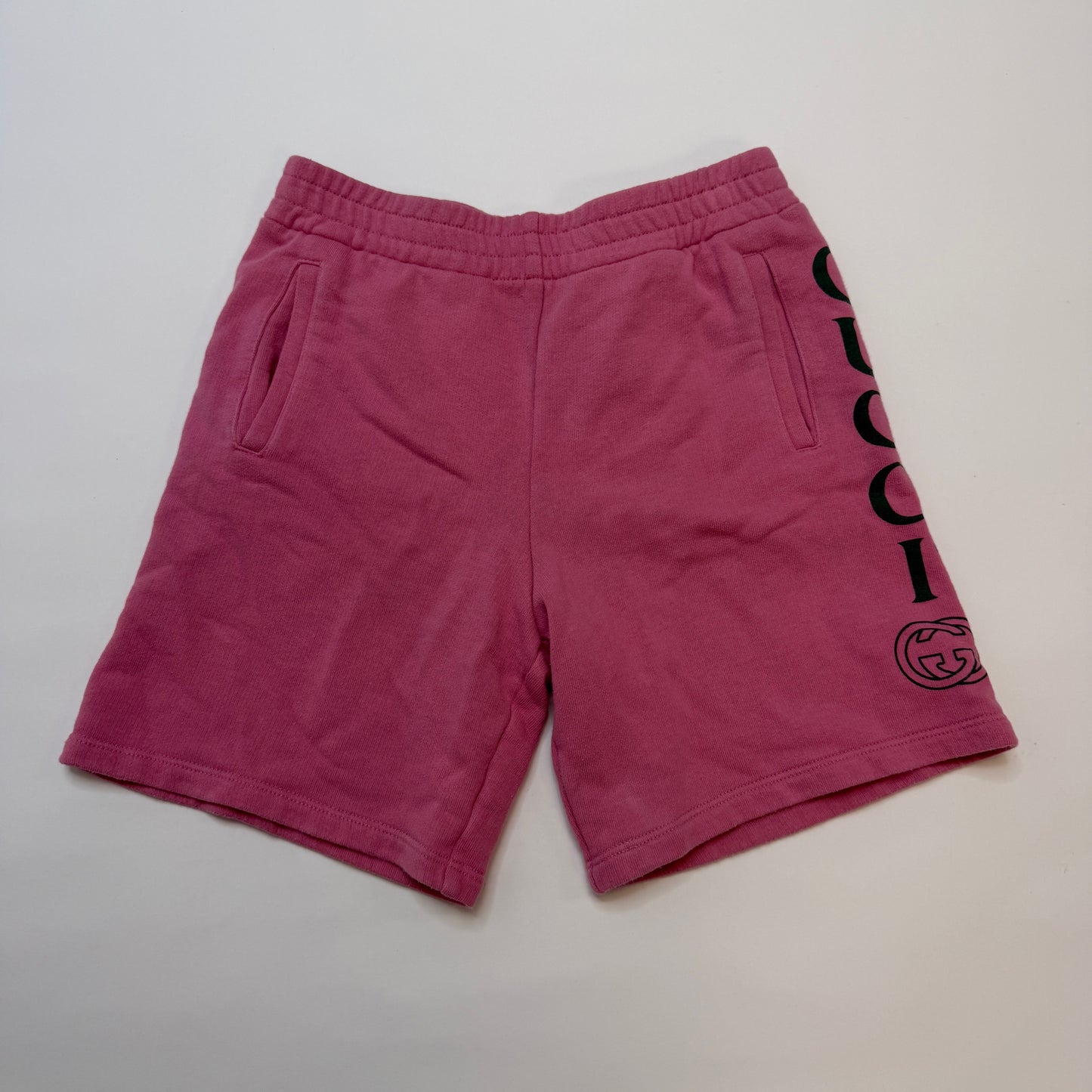 Gucci Kids Girls Pink Logo Spell Out GG Cotton Sweat Shorts Size 10