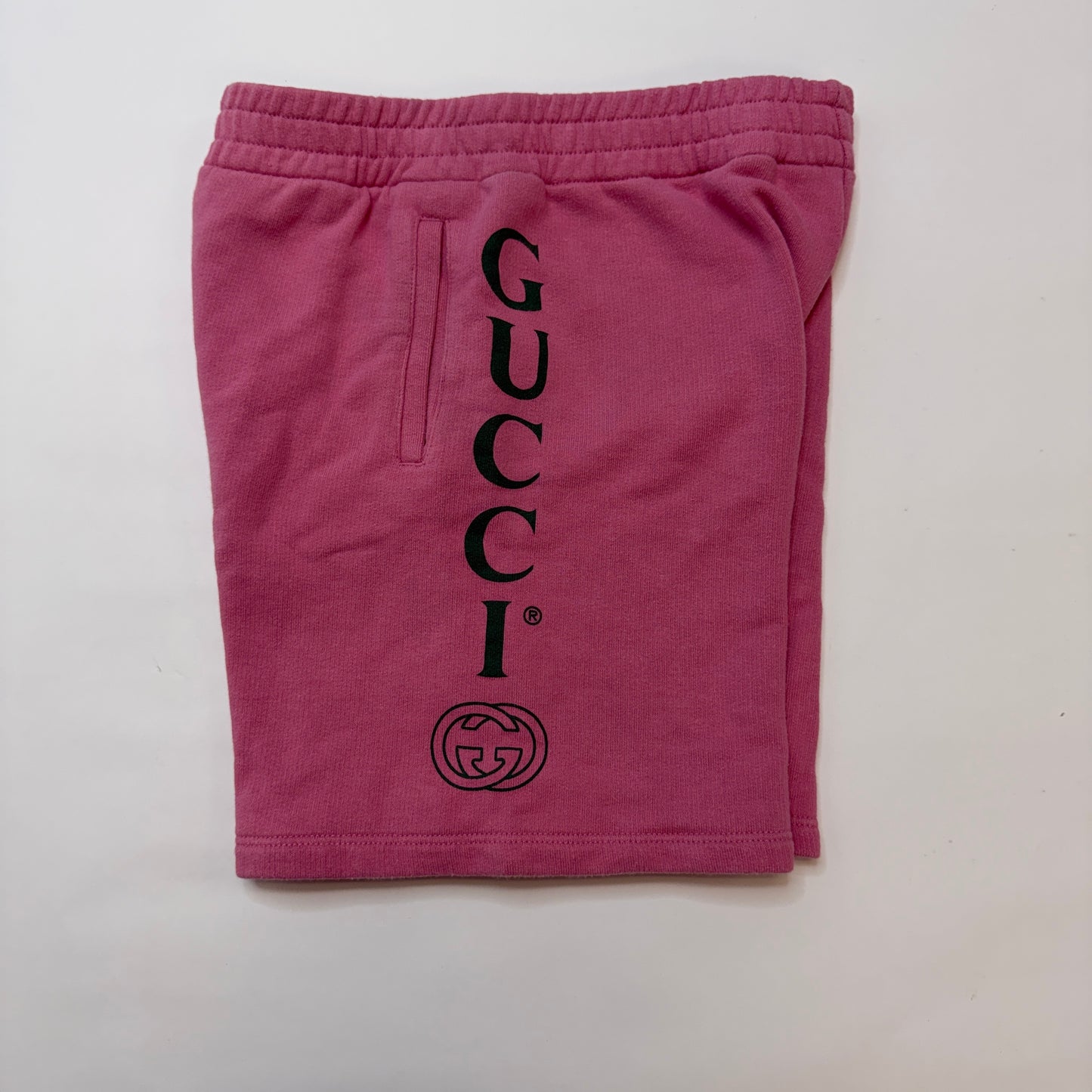 Gucci Kids Girls Pink Logo Spell Out GG Cotton Sweat Shorts Size 10
