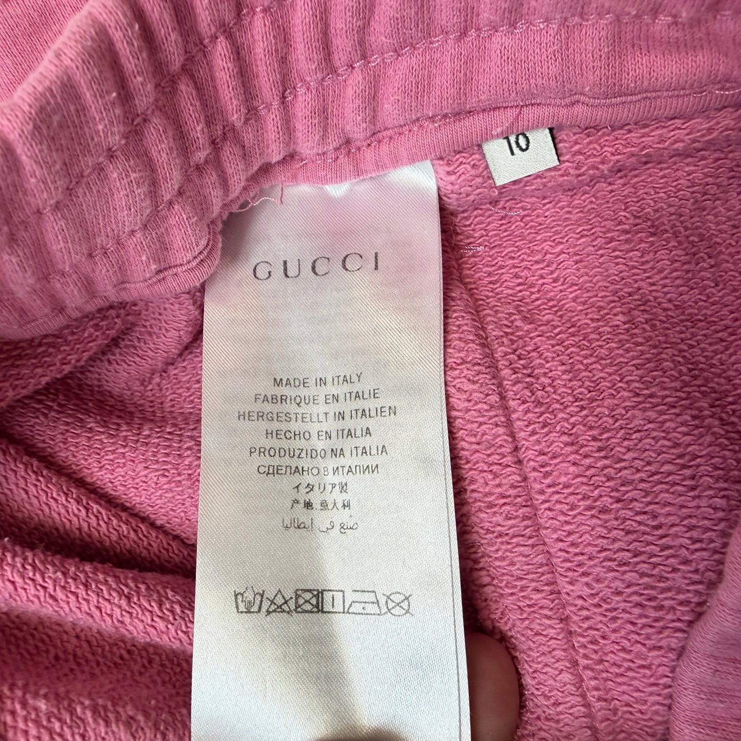 Gucci Kids Girls Pink Logo Spell Out GG Cotton Sweat Shorts Size 10