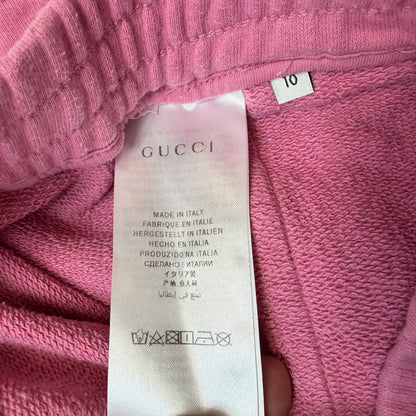 Gucci Kids Girls Pink Logo Spell Out GG Cotton Sweat Shorts Size 10