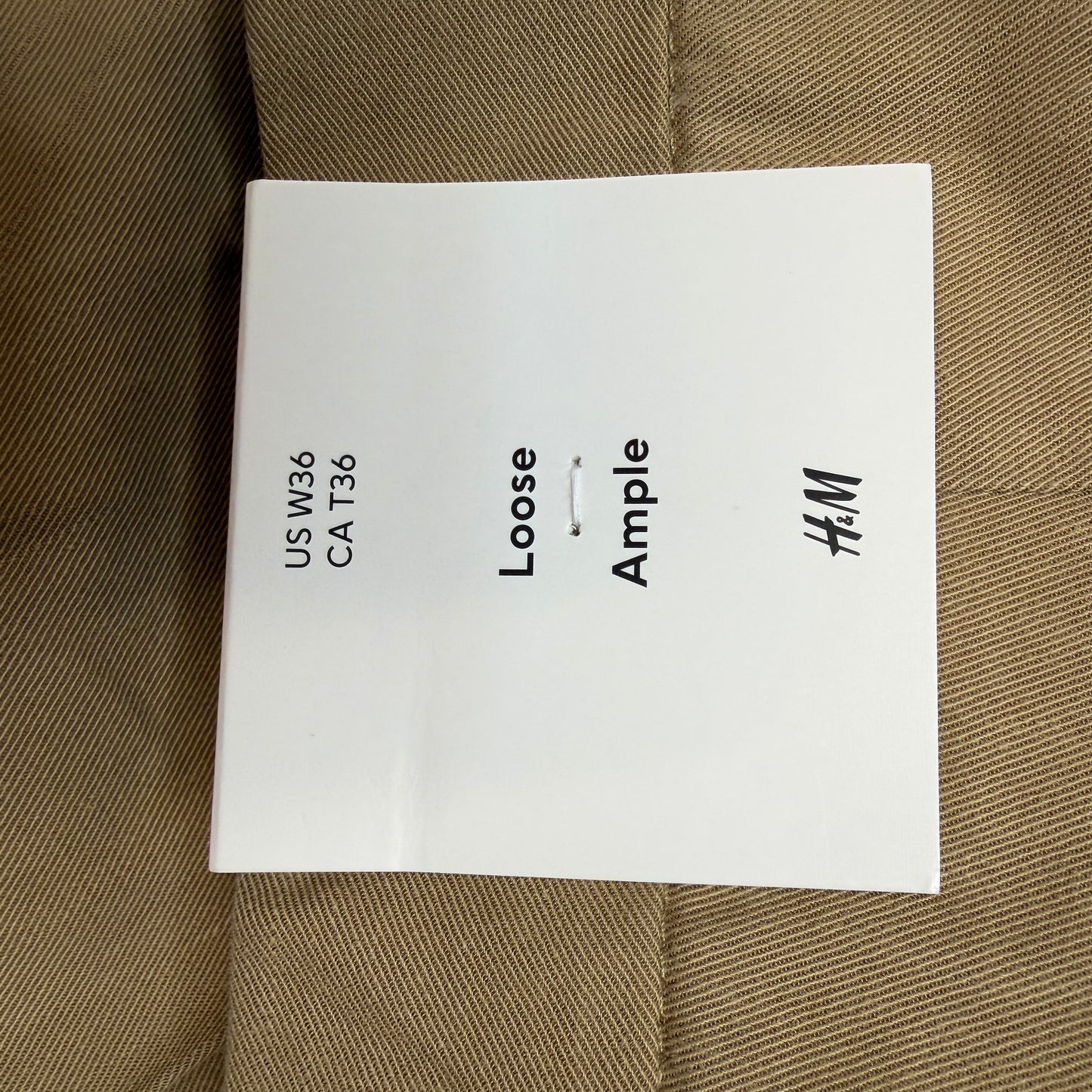 H&M Men's Loose Fit Pleated Wide Leg Chinos, Brown, Size 36