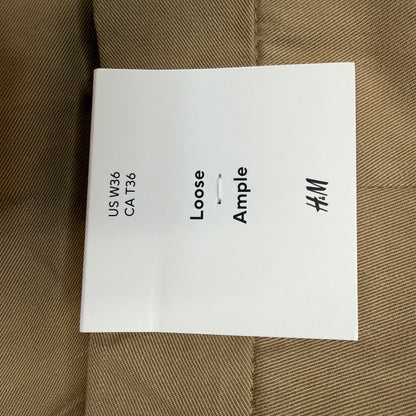 H&M Men's Loose Fit Pleated Wide Leg Chinos, Brown, Size 36