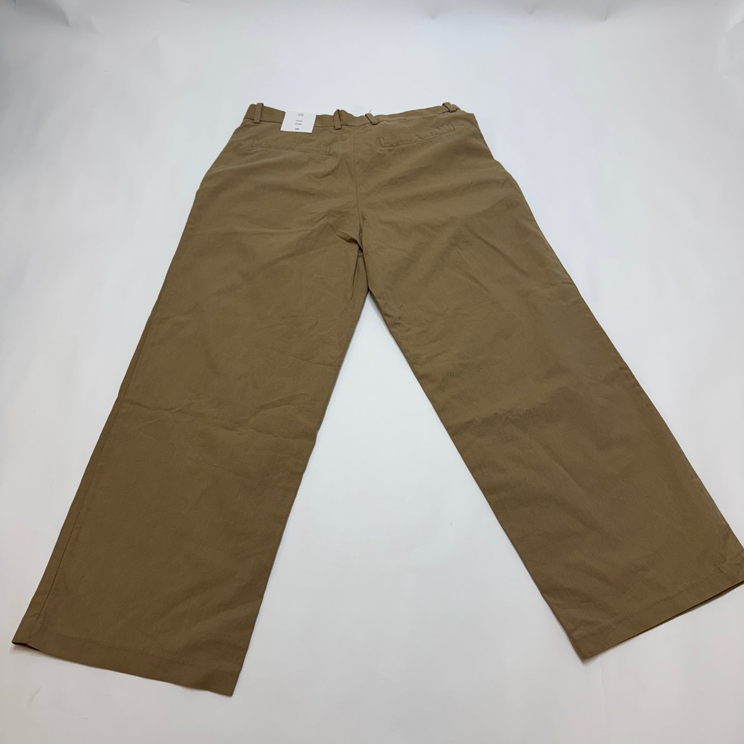 H&M Men's Loose Fit Pleated Wide Leg Chinos, Brown, Size 36