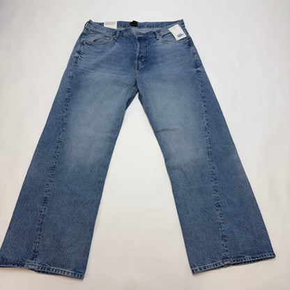 H&M Mens Jeans 38x32 Medium Wash Blue Denim Straight Loose Fit Baggy