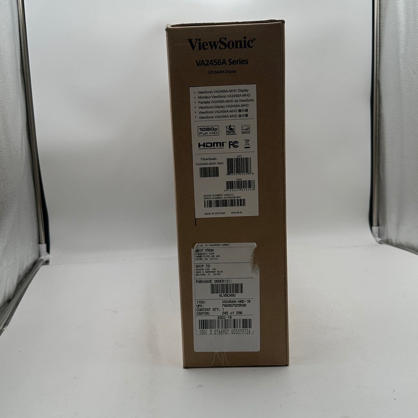 ViewSonic VA2456A-MHD-1B IPS LED 120Hz Frameless Monitor New in Box