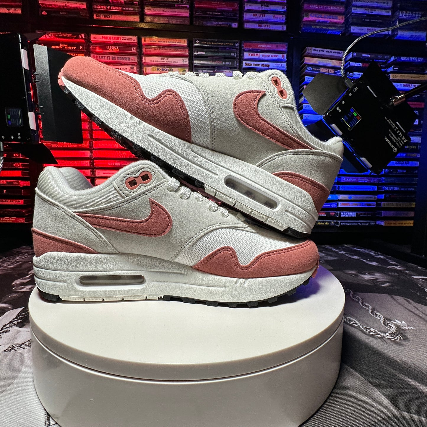 New Women's Nike Air Max 1 ‘87 Sail Canyon Pink Black Light Bone HM6133-133