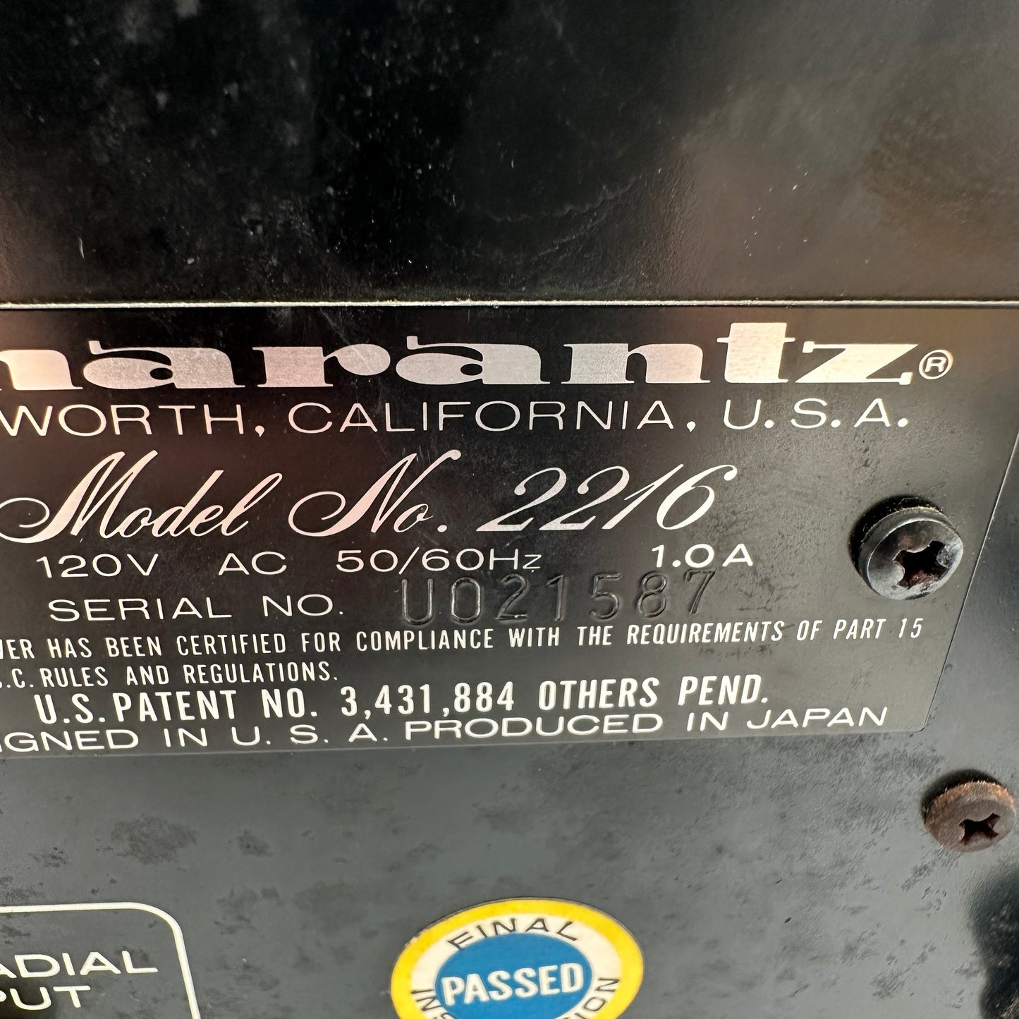 Marantz Model 2216 Vintage Receiver TESTED READ