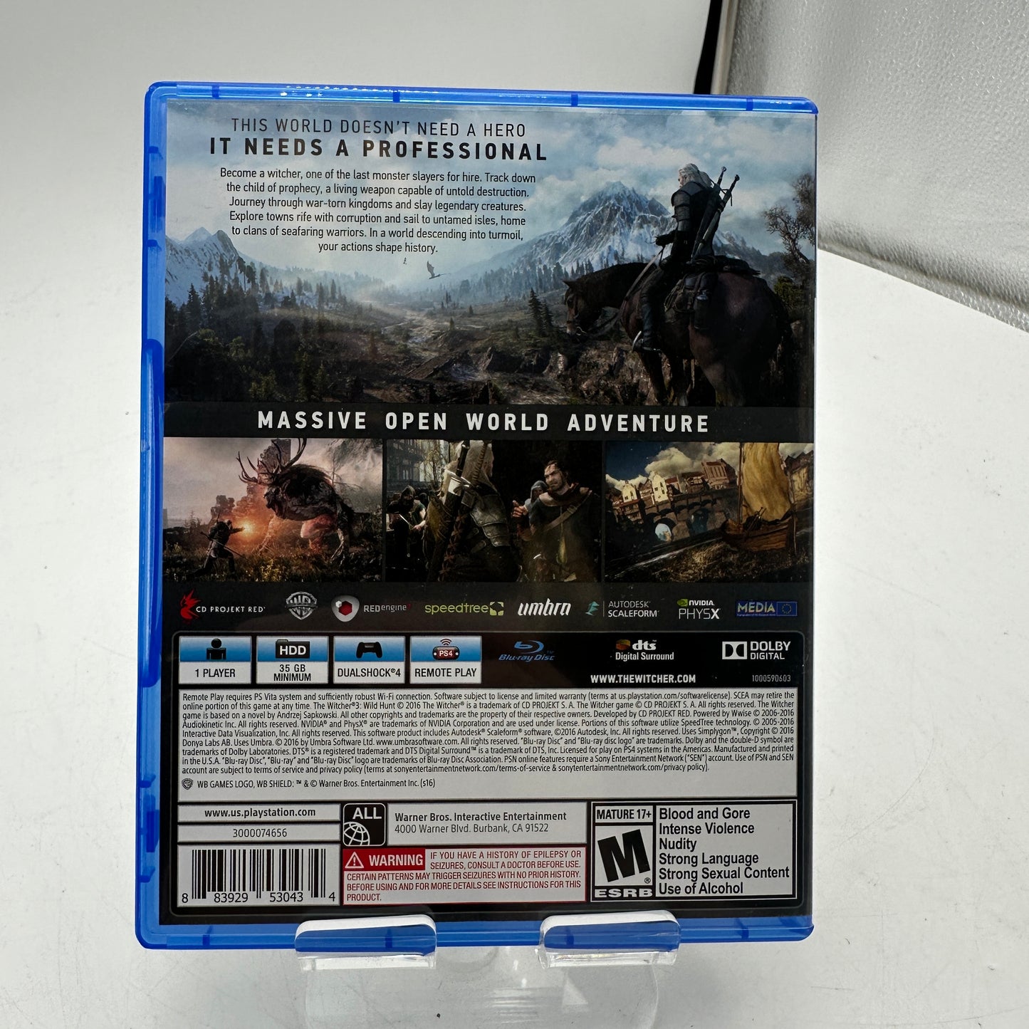 Witcher 3: Wild Hunt Playstation 4 CIB
