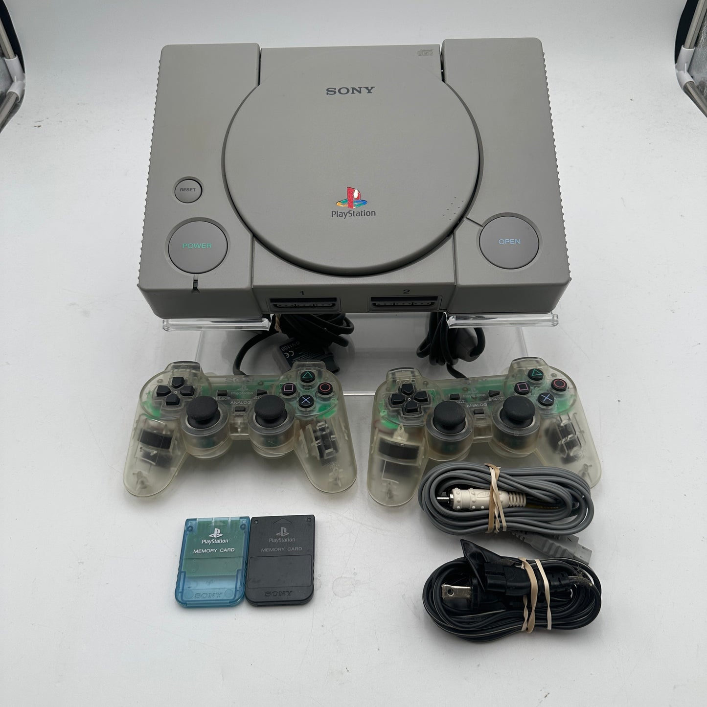 Sony PlayStation 1 SCPH-1001 Black Console with 2 Controllers TESTED