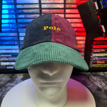 NWT Polo Ralph Lauren Color-Blocked Corduroy Ball Cap Hunter Navy/Ruby/Green