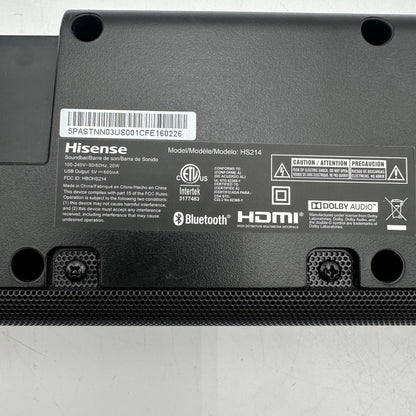 Hisense HS214 Soundbar System Black Speaker