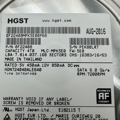 HGST 4TB HDD 7200 RPM Computer Internal Hard Drive