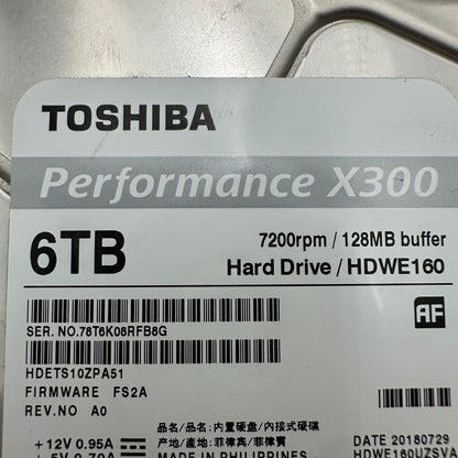 Toshiba 6TB HDD 7200 RPM Internal Hard Drive