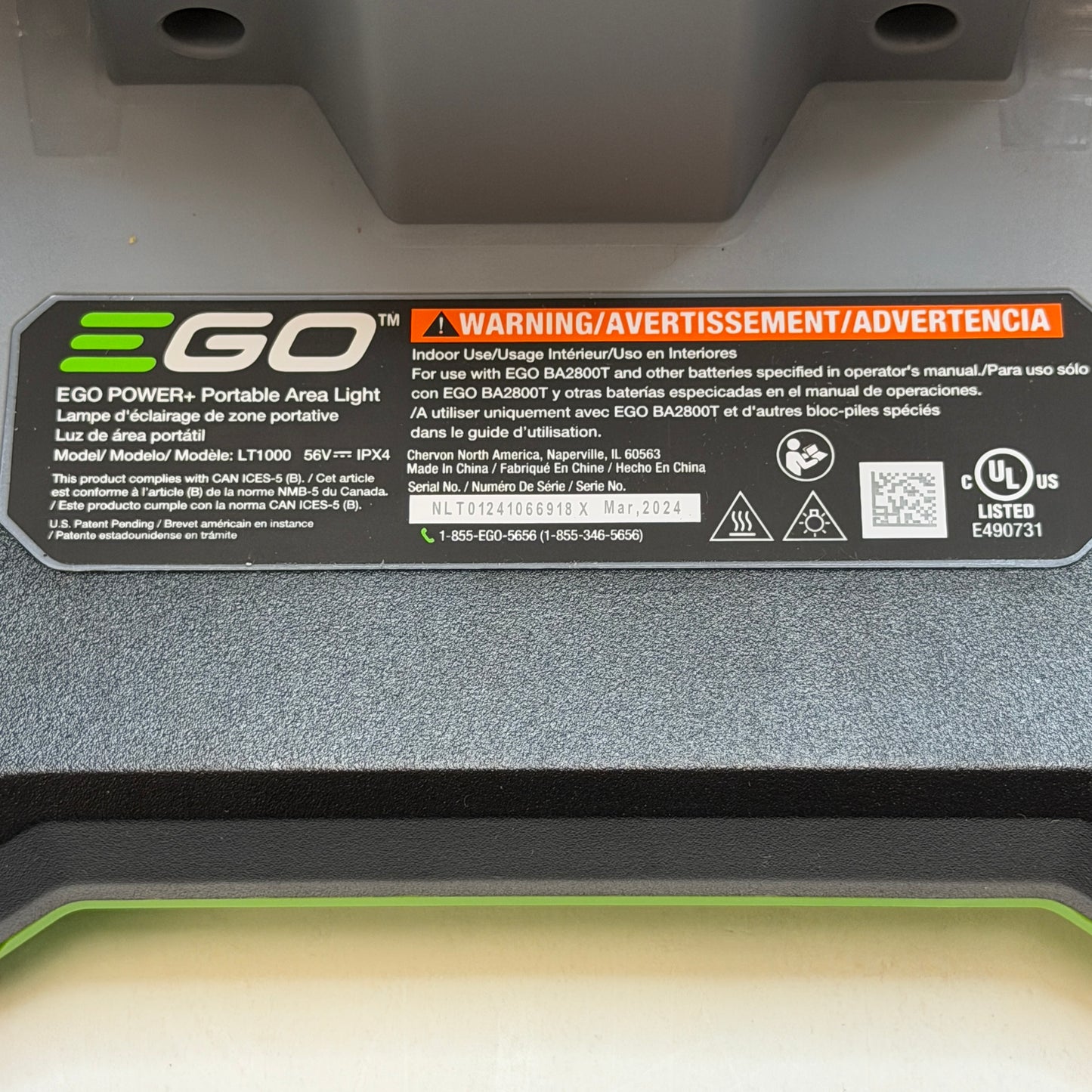 EGO Power+ Portable Area Light LT1000