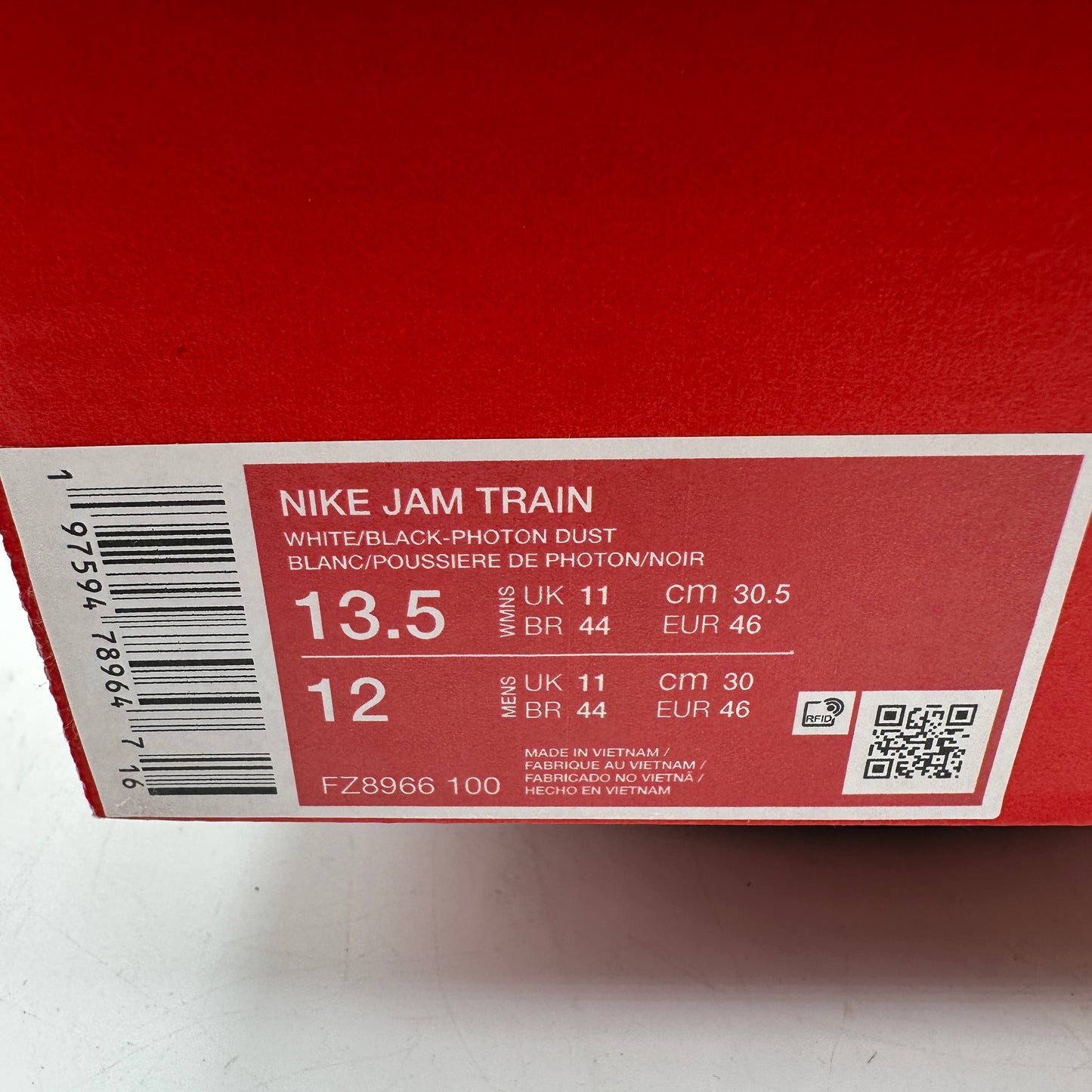 Nike Unisex Jam Train Sneakers White/Black-Photon-Dust 12M & 13.5W