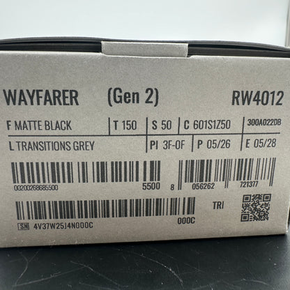 Ray-Ban Meta Wayfarer RW4012 Smart Glasses Matte Black Transition Lens MINTY