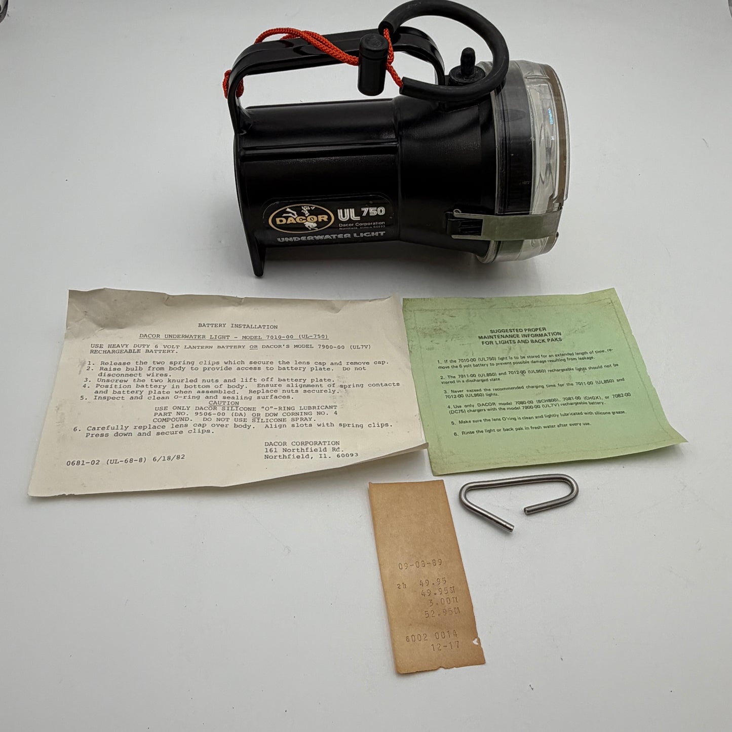 Dacor UL750 Scuba Diver Underwater Diving Light with box READ