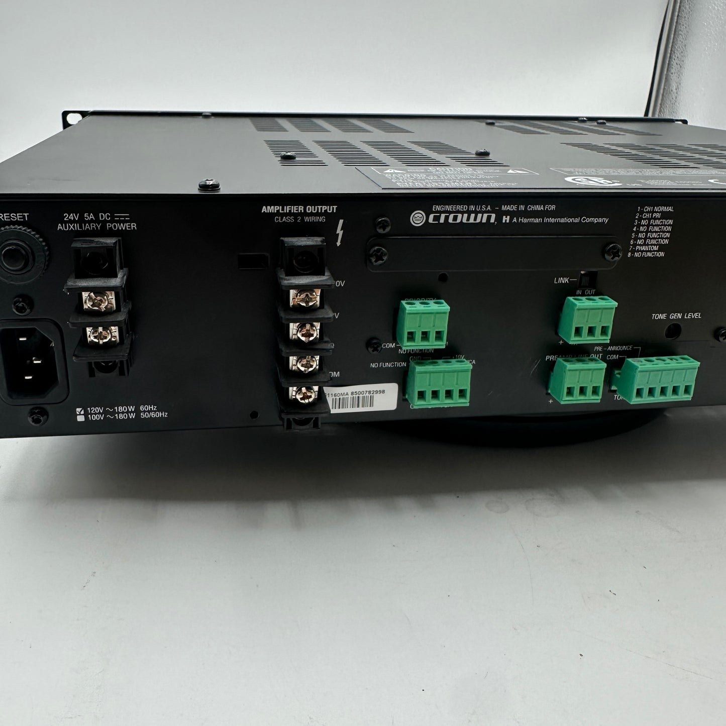 Crown 1160MA Commercial Pro Audio 4-Channel 160W Amplifier READ